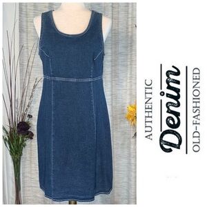 Denim Brands blue denim sleeveless shift dress.